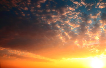 beautiful landscape with sunset over sea