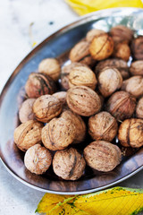 autumn harvest of walnuts