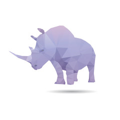 Rhino isolated on a white backgrounds, vector illustration