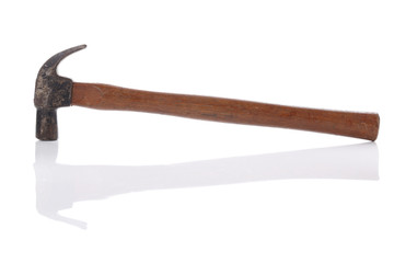 old hammer on white background