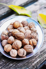 nuts on a wooden board