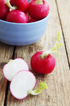 ripe radishes in a bowl