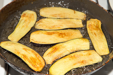 eggplant fried in a pan