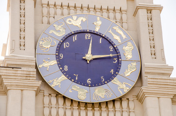 Zodiac clock on the tower