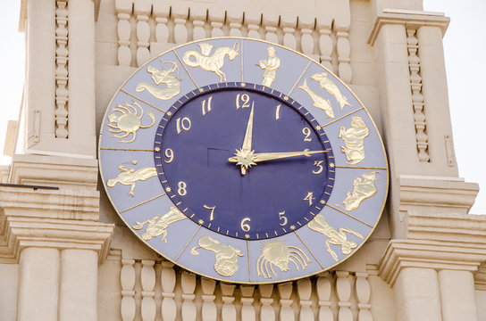 Zodiac clock on the tower