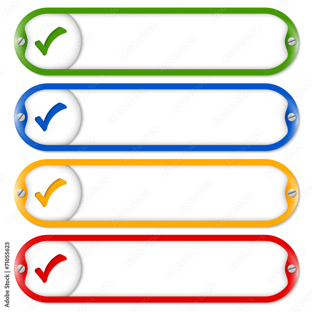 Poster four frames for entering text with screws and check box