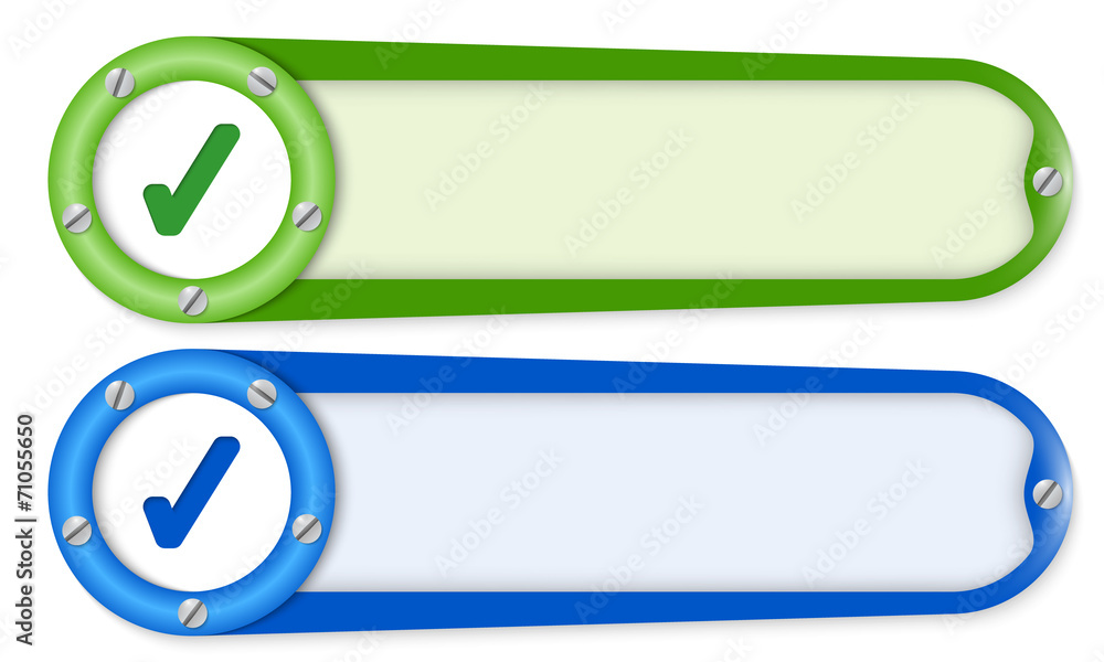 Poster set of two buttons with screws and check box
