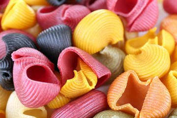 Colorful pasta, close-up