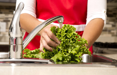 washing vegetables