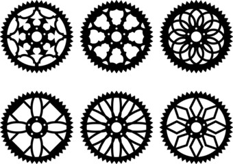 Vector pack of bike chainrings and rear sprocket