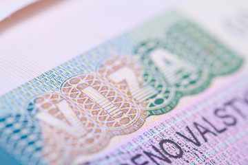 visa in a passport macro
