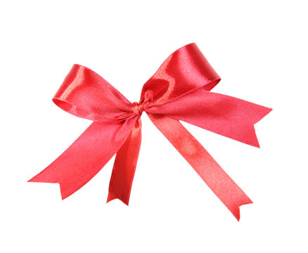 Shiny red bow isolated on white