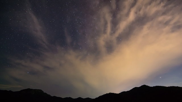 Time Lapse Milky Way And Cloud In Night Sky