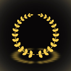 Obraz premium Gold award laurel wreath on black background.