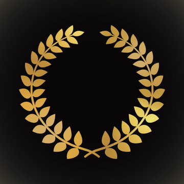 Gold Award Laurel Wreath On Dark Background.