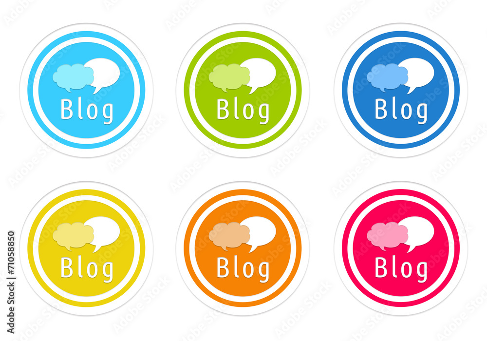Poster set of rounded colorful icons with blog symbol