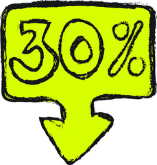 doodle sale 30 percent discount icon