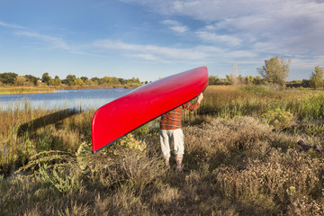 portaging canoe