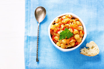 chickpeas with vegetables and pangasius