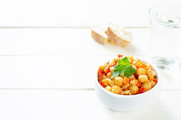 chickpeas with vegetables and pangasius