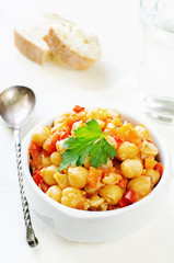 chickpeas with vegetables and pangasius