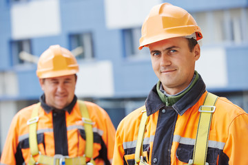 Builders workers at construction site