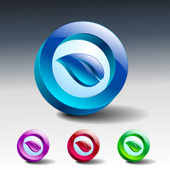 illustration vector Leaf icon glassy green