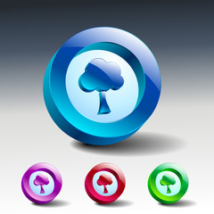 tree glass icons set color nature
