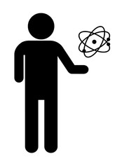 Homme un atome à la main
