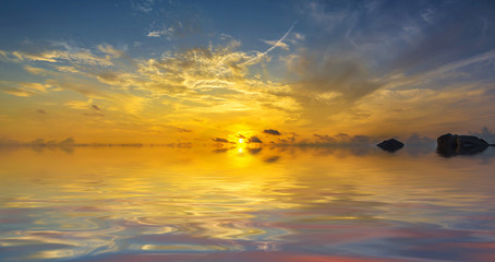 Beach with sunrise background