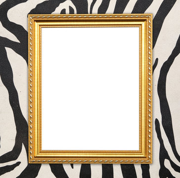 blank golden frame  with zebra texture