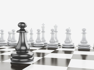 Black vs wihte chess 3d concept