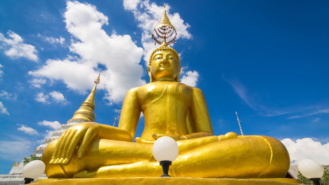 Time Lapse Gold Buddha In Wat Chiang Yeun Temple Of Thailand