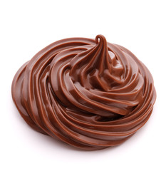 Chocolate cream swirl isolated on white background cutout