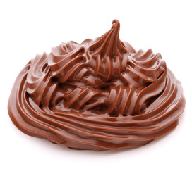 Chocolate cream swirl isolated on white background cutout