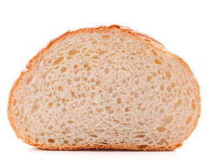 Hunk or slice of fresh white bread isolated on white background