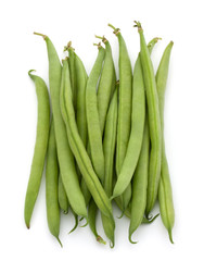 Green beans handful isolated on white background cutout