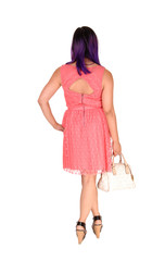 Woman in pink dress.