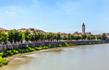 Fototapeta premium view to Verona with river Adige