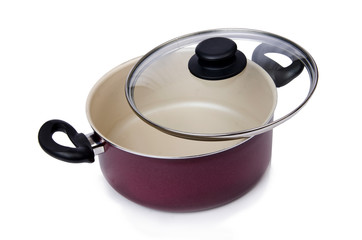 Kitchen utensils pan pot isolated on white