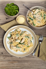 Pasta with Spinach, Chicken and Cream sauce