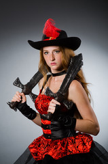 Woman pirate with sharp weapon