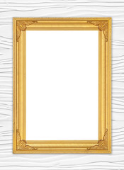 blank golden frame on wood wall