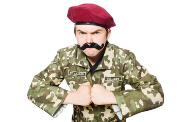 Fototapeta premium Funny soldier in military concept