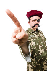 Fototapeta premium Funny soldier in military concept