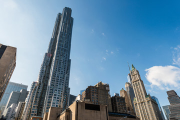 Fototapeta na wymiar New York skyscrapers on bright day