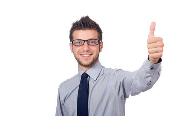 Funny businessman isolated on the white