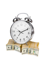 Time is money concept with clock and dollars