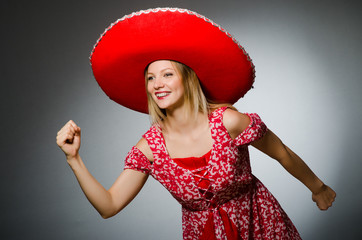 Woman wearing nice red sombrero