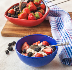 Summer dessert of strawberries with cream cheese